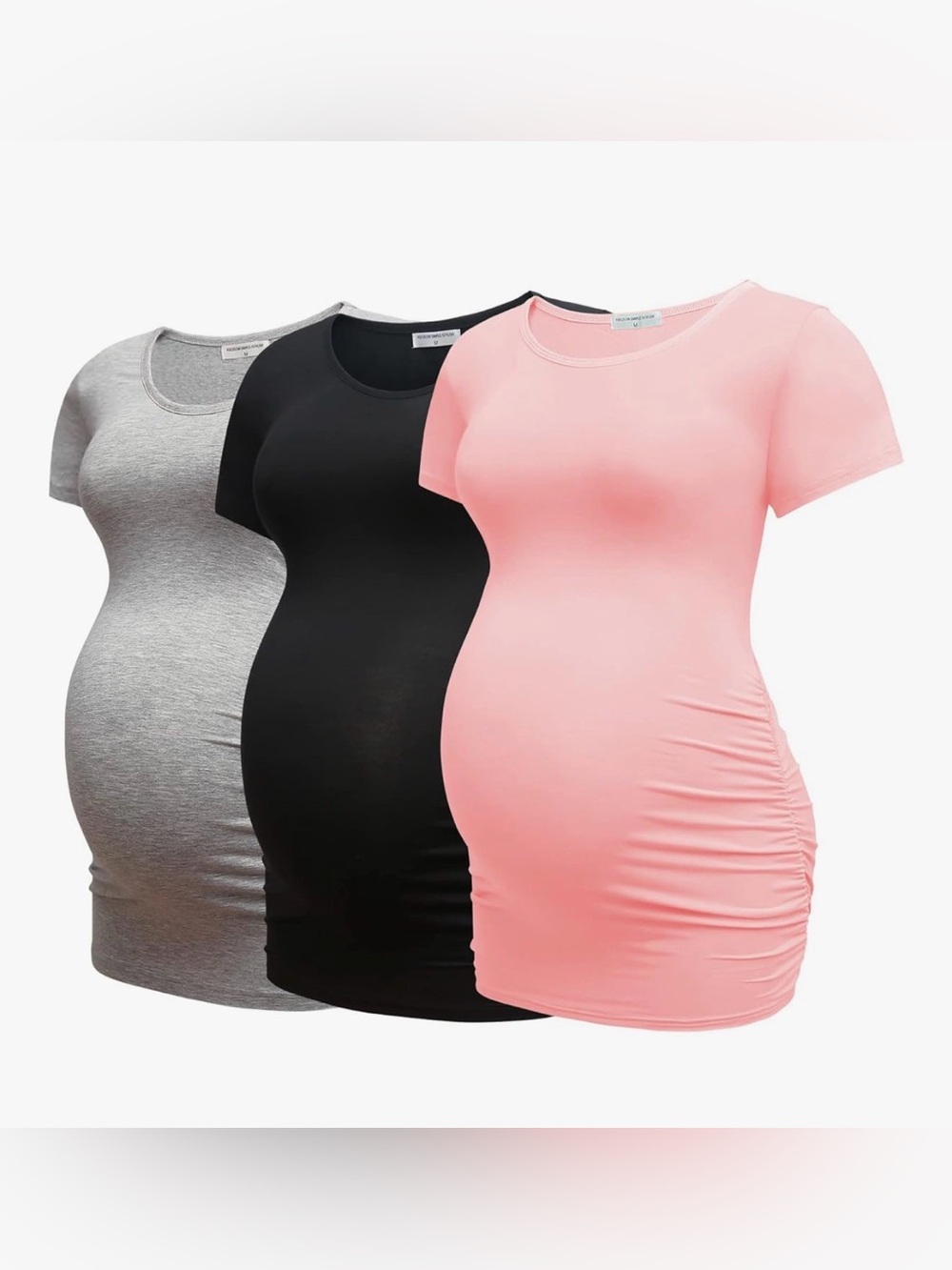 Maternity Short-Sleeve T-Shirts - Pink, Black & Gray